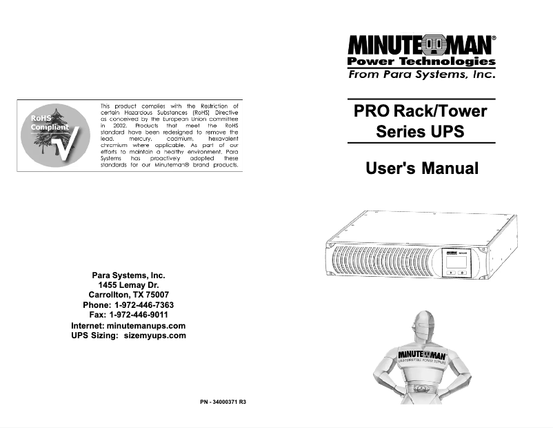 Página 1 del manual Manual de usuario Minuteman PRO1000RT