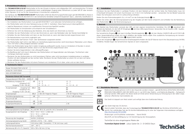 Page 1 de la notice Manuel utilisateur TechniSat TechniSystem 5/32 NT