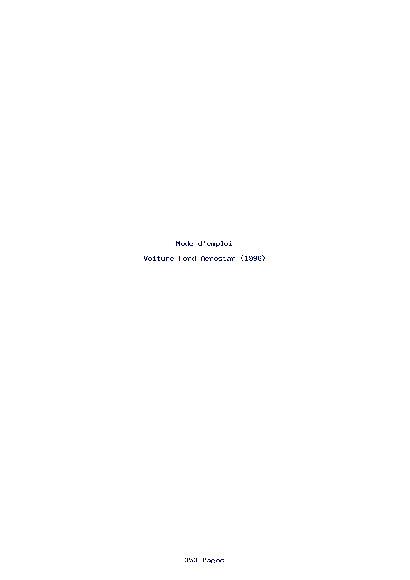 Page 1 de la notice Mode d'emploi Ford Aerostar (1996)