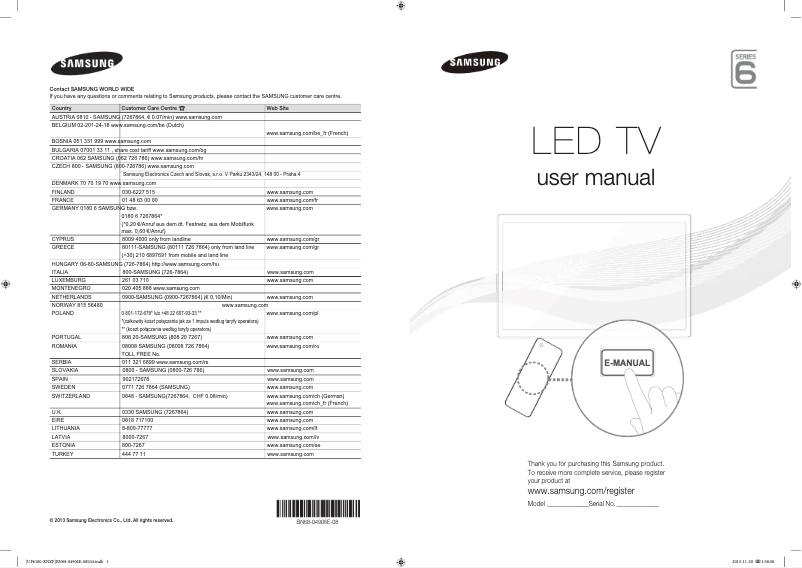 Page 1 de la notice Manuel utilisateur Samsung UE46F6100AK