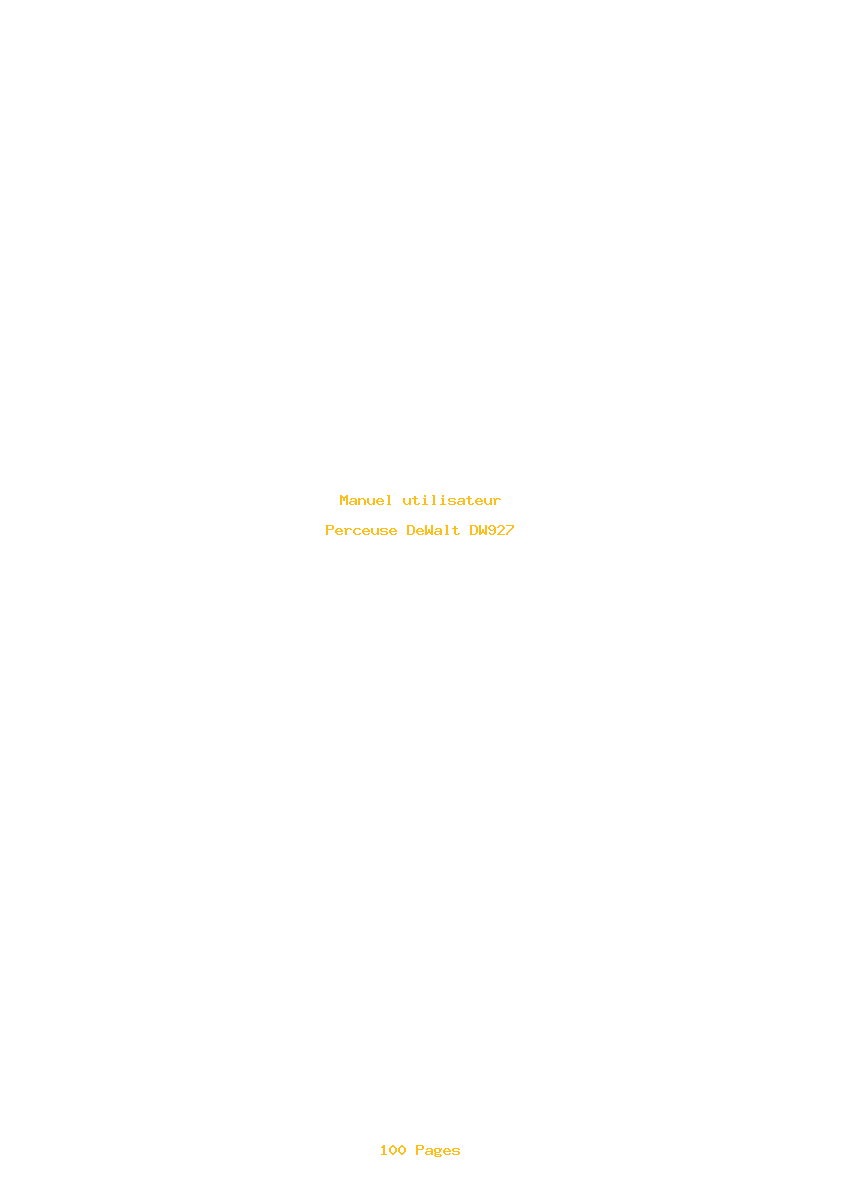 Page 1 de la notice Manuel utilisateur DeWalt DW927