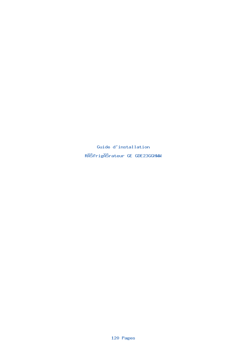 Page 1 de la notice Guide d'installation GE GDE23GGHWW