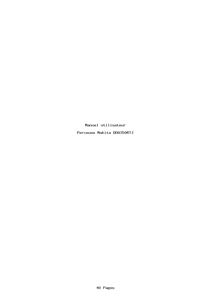 Page 1 de la notice Manuel utilisateur Makita DDA350RTJ