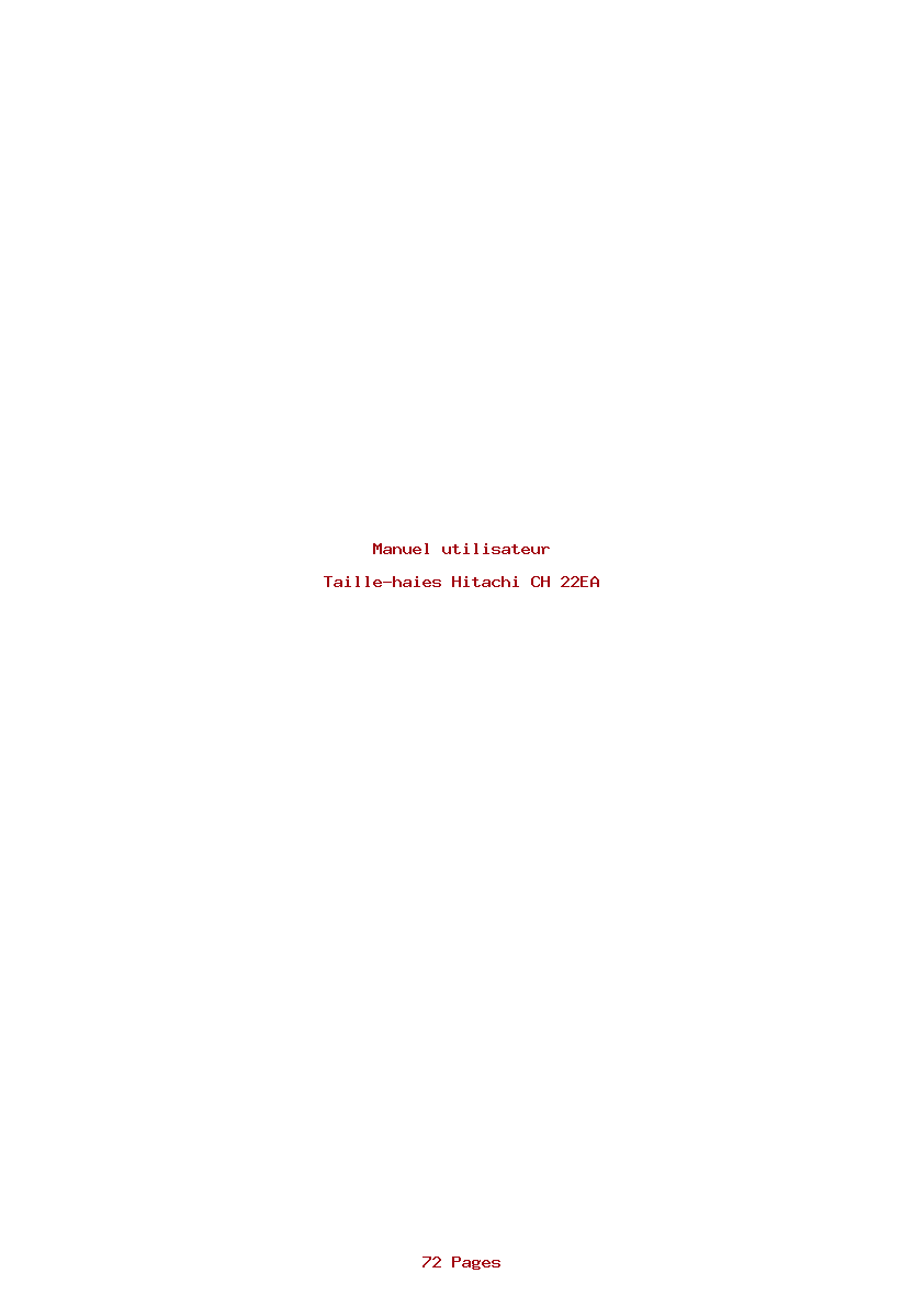 Page 1 de la notice Manuel utilisateur Hitachi CH 22EA