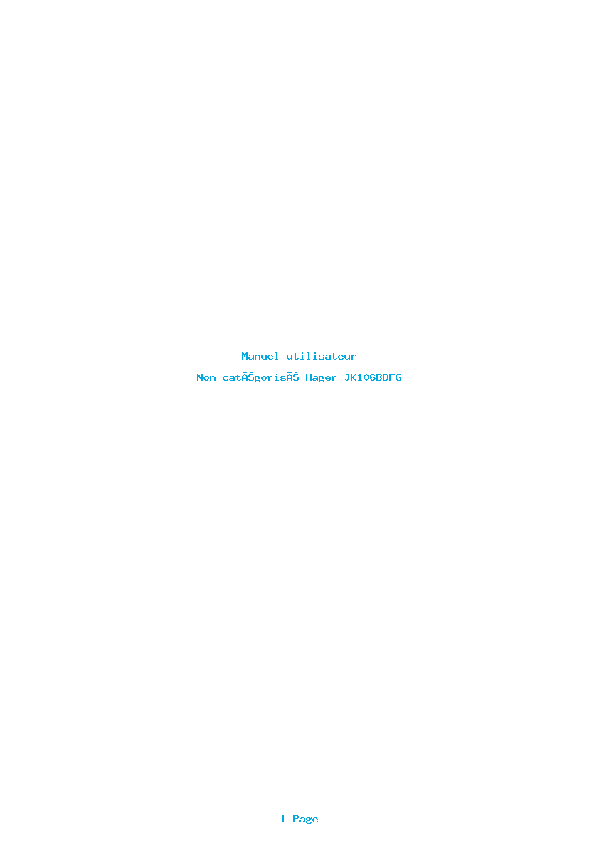 Page 1 de la notice Manuel utilisateur Hager JK106BDFG