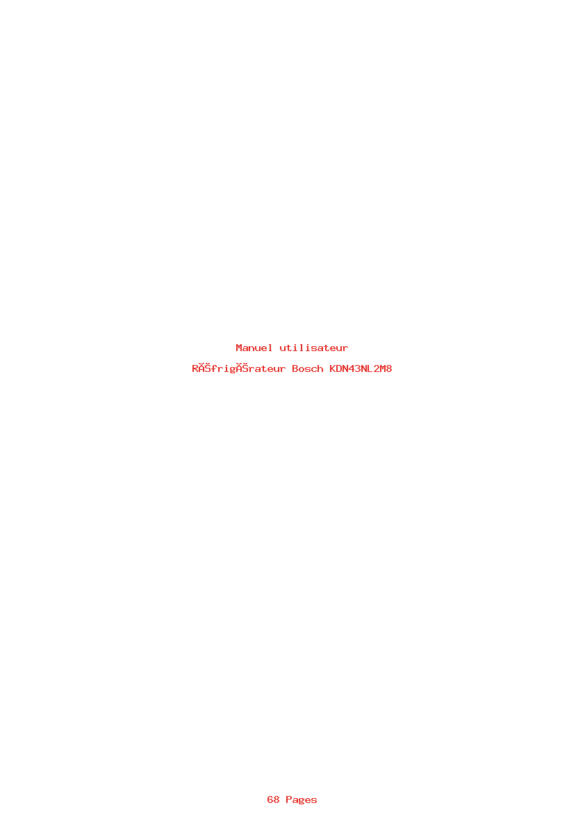 Page 1 de la notice Manuel utilisateur Bosch KDN43NL2M8