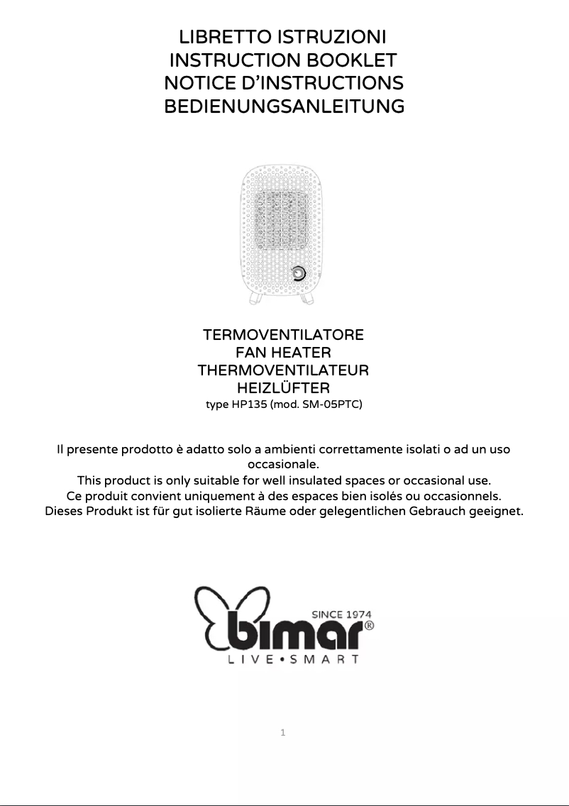 Page 1 de la notice Manuel utilisateur Bimar HP135