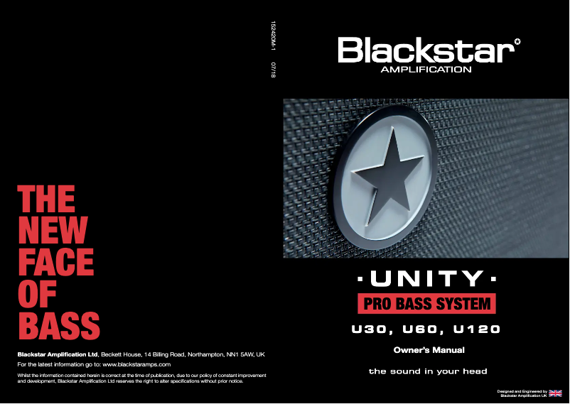Page 1 de la notice Manuel utilisateur Blackstar Unity U60