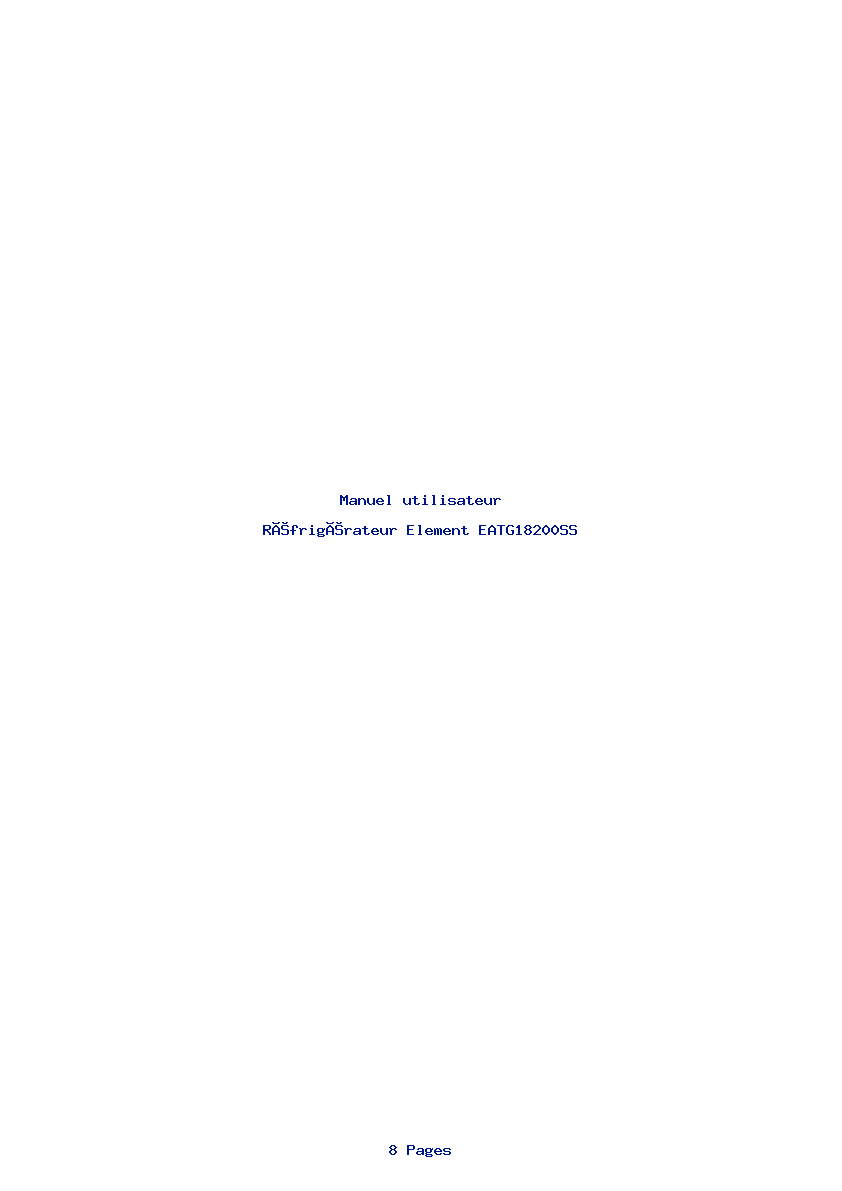 Page 1 de la notice Manuel utilisateur Element EATG18200SS