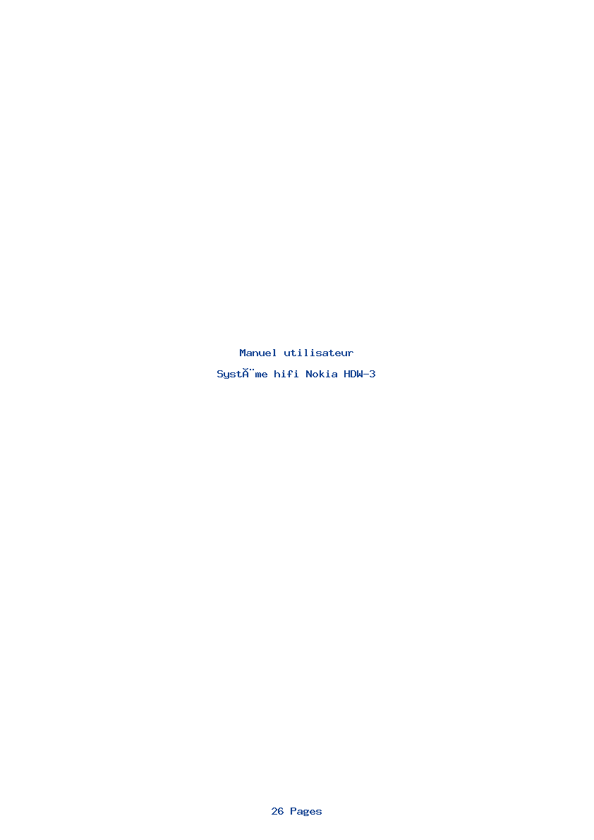 Page 1 de la notice Manuel utilisateur Nokia HDW-3