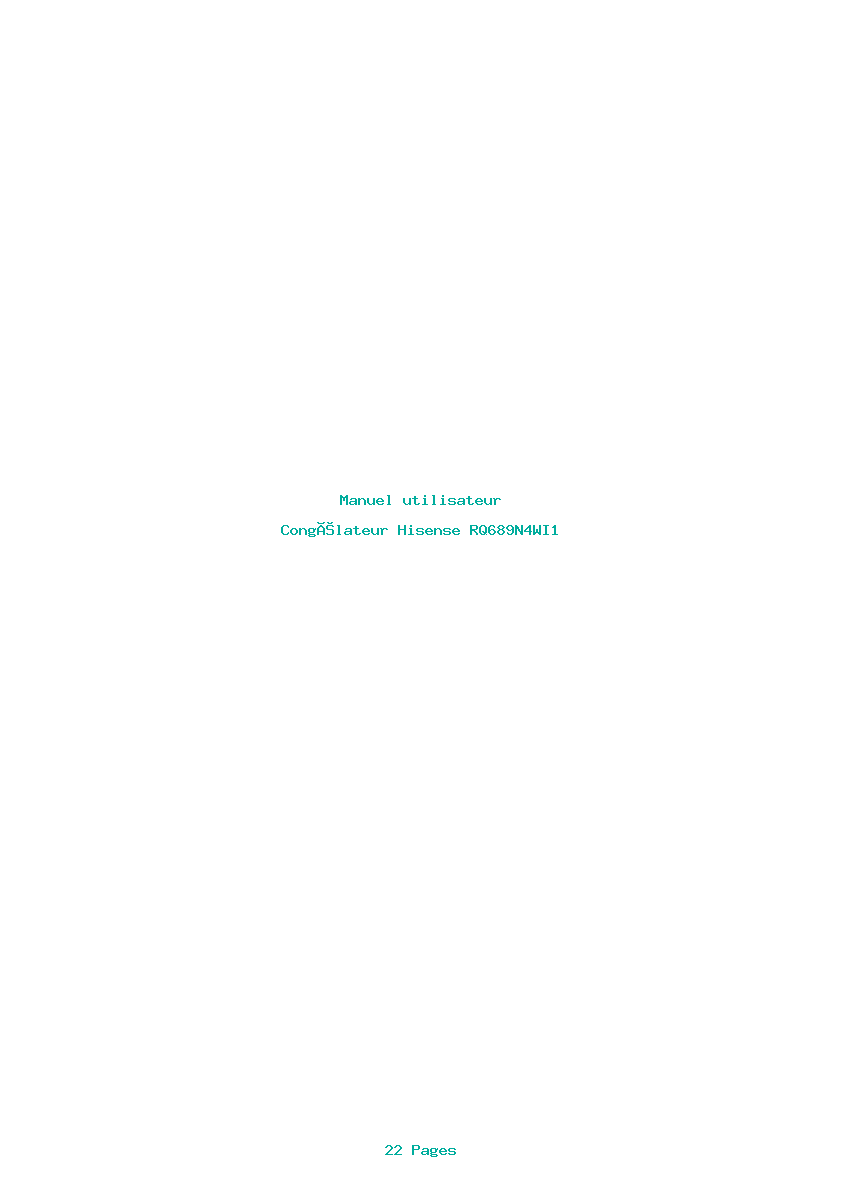Page 1 de la notice Manuel utilisateur Hisense RQ689N4WI1