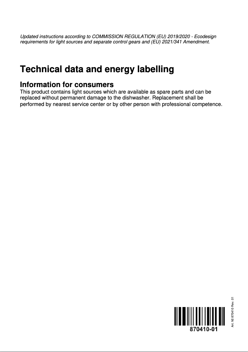 Page 1 de la notice Guide d'installation Atag DW7114XT