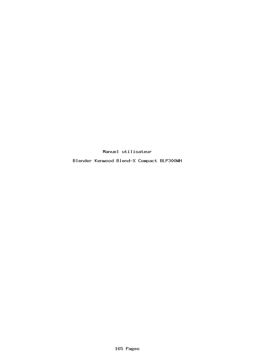 Page 1 de la notice Manuel utilisateur Kenwood Blend-X Compact BLP300WH