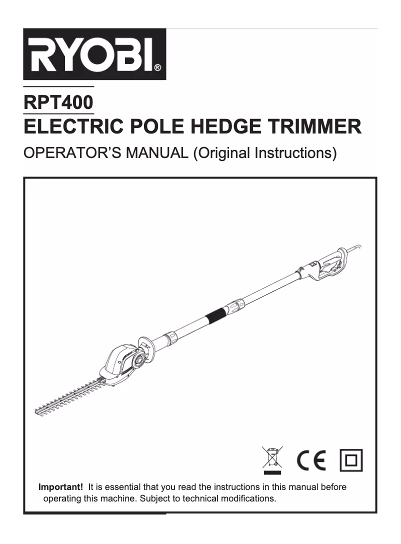 Page 1 de la notice Manuel utilisateur RYOBI RPT400