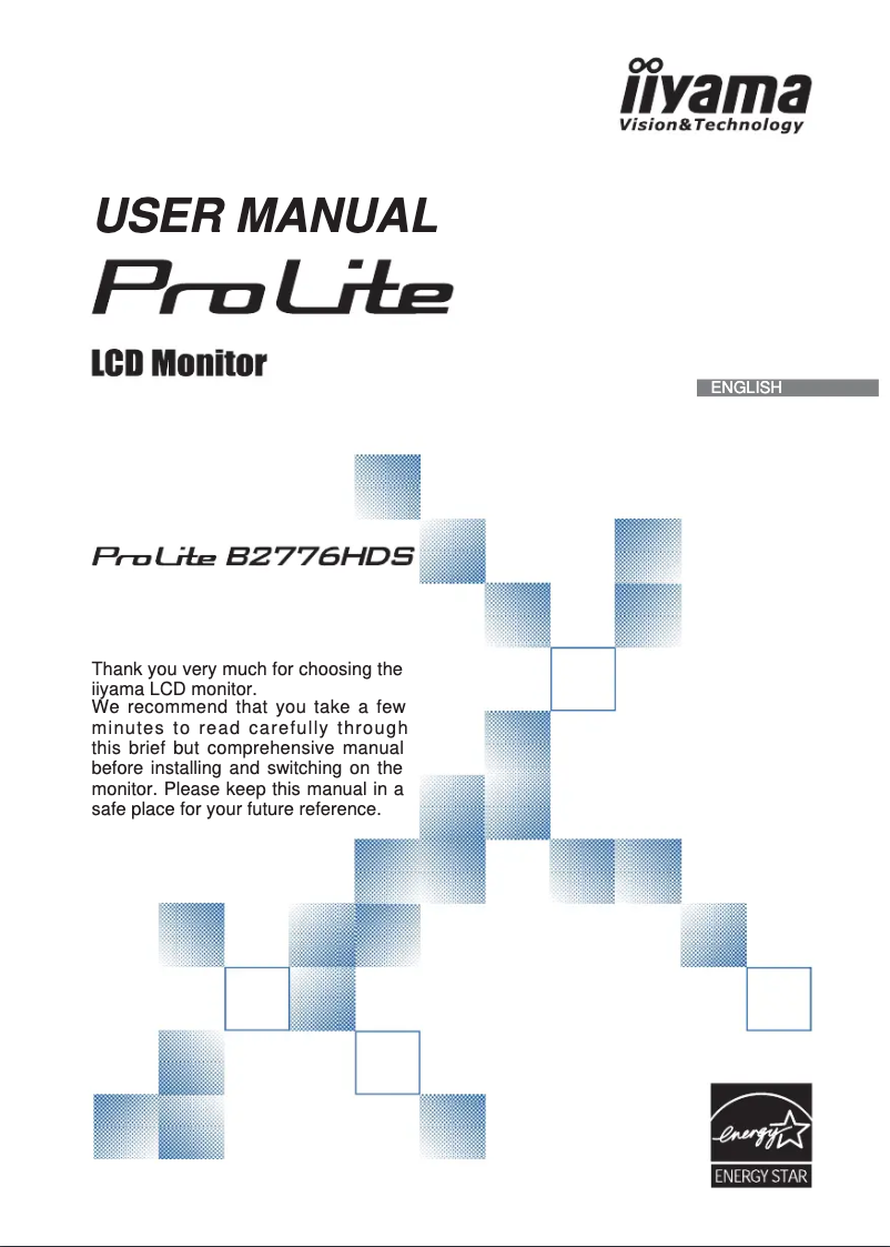 Page 1 de la notice Manuel utilisateur Iiyama ProLite B2776HDS-B2