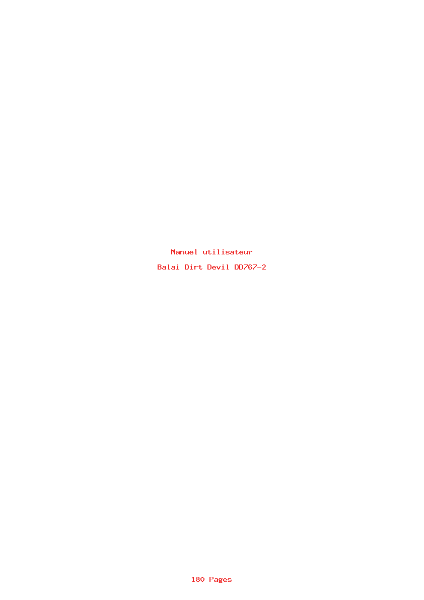 Page 1 de la notice Manuel utilisateur Dirt Devil DD767-2