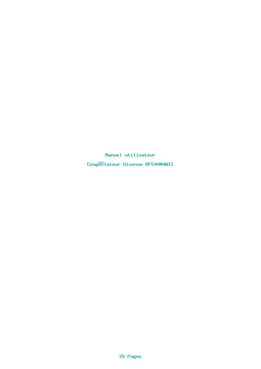 Page 1 de la notice Manuel utilisateur Hisense RF540N4WI1
