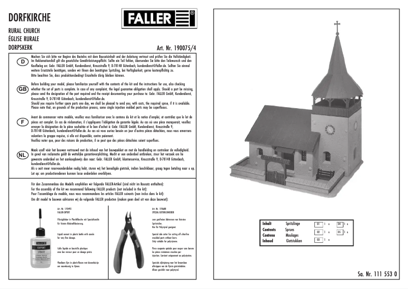 Page 1 de la notice Manuel utilisateur Faller 190075