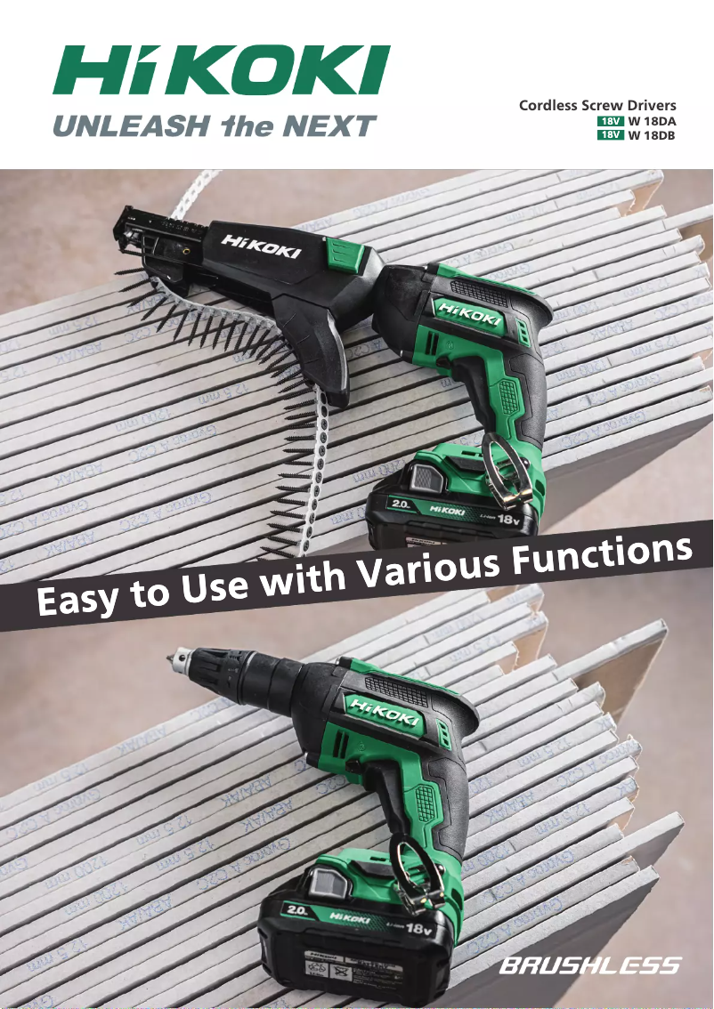 Page 1 de la notice Catalogue HiKOKI W 18DA
