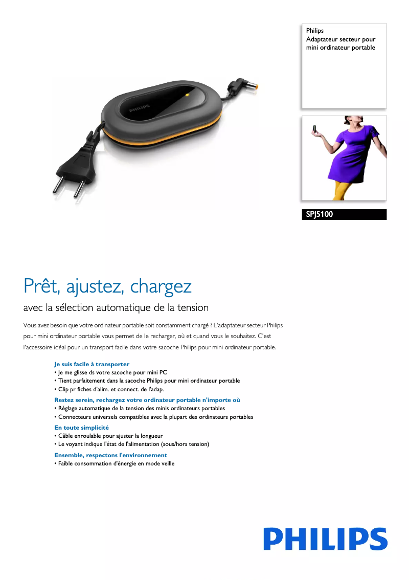 Página 1 del manual Ficha técnica Philips SPJ5100