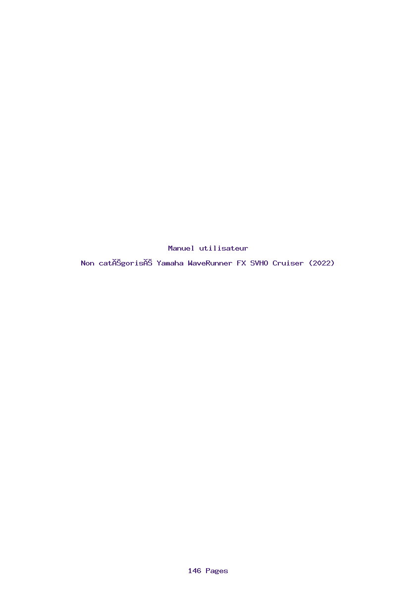 Page 1 de la notice Manuel utilisateur Yamaha WaveRunner FX SVHO Cruiser (2022)