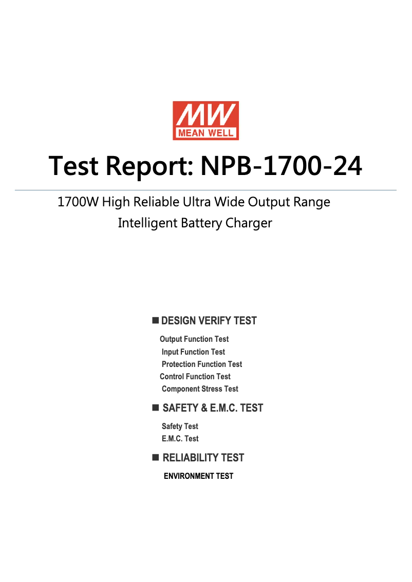 Page 1 de la notice Fiche technique Mean Well NPB-1700-24