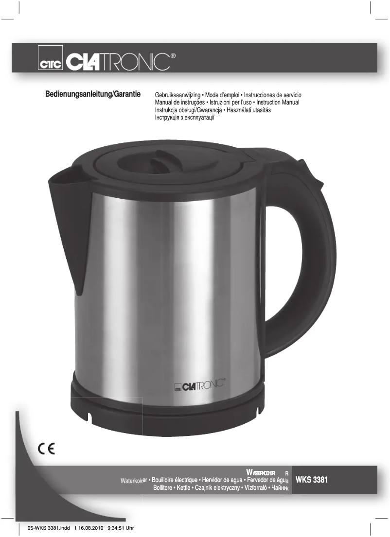 Page 1 de la notice Manuel utilisateur Clatronic WKS 3381