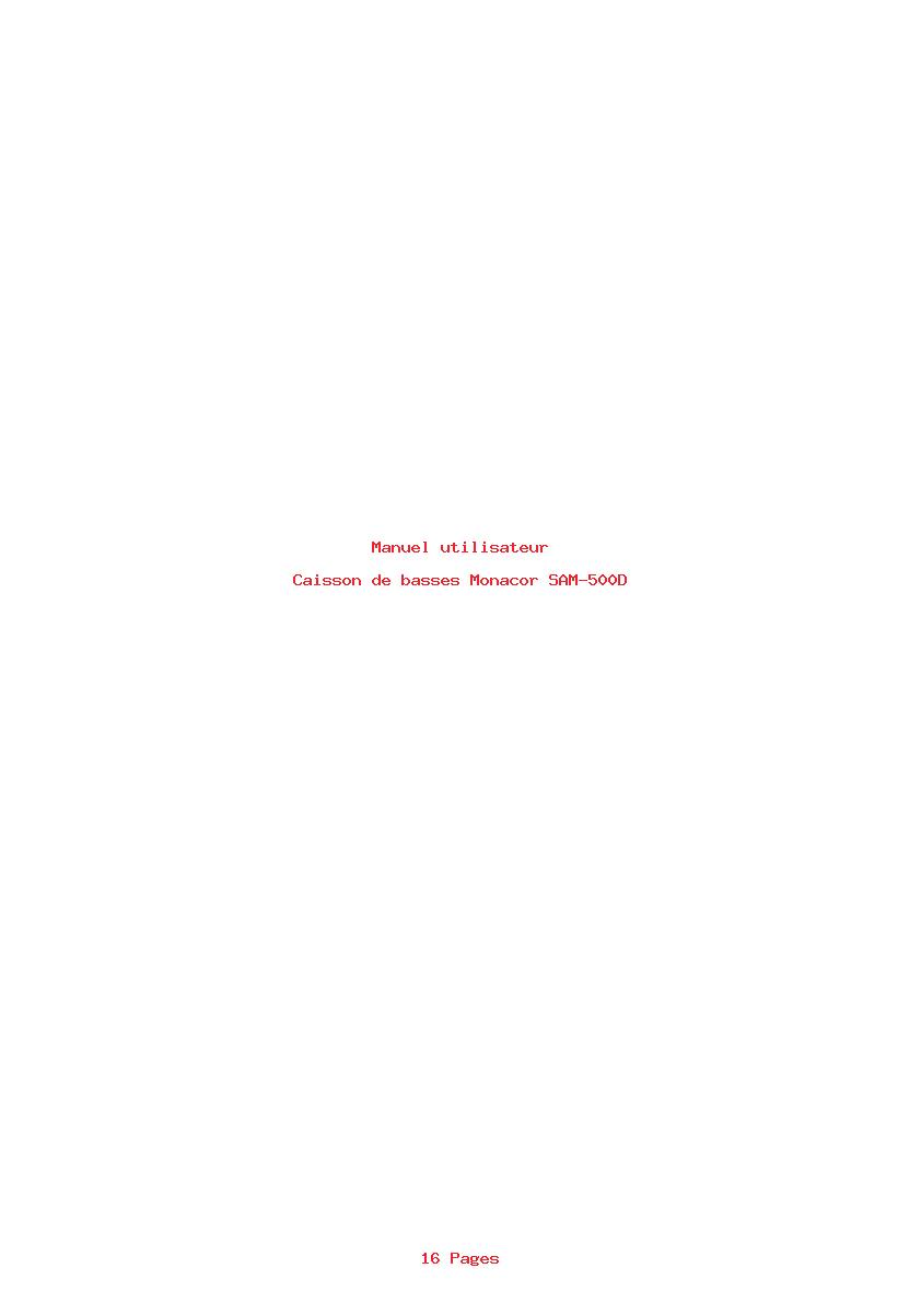 Page 1 de la notice Manuel utilisateur Monacor SAM-500D