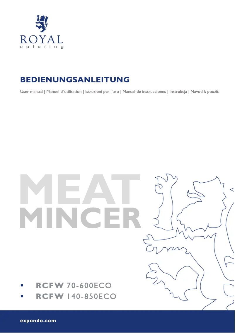 Page 1 de la notice Manuel utilisateur Royal Catering RCFW 140-850ECO