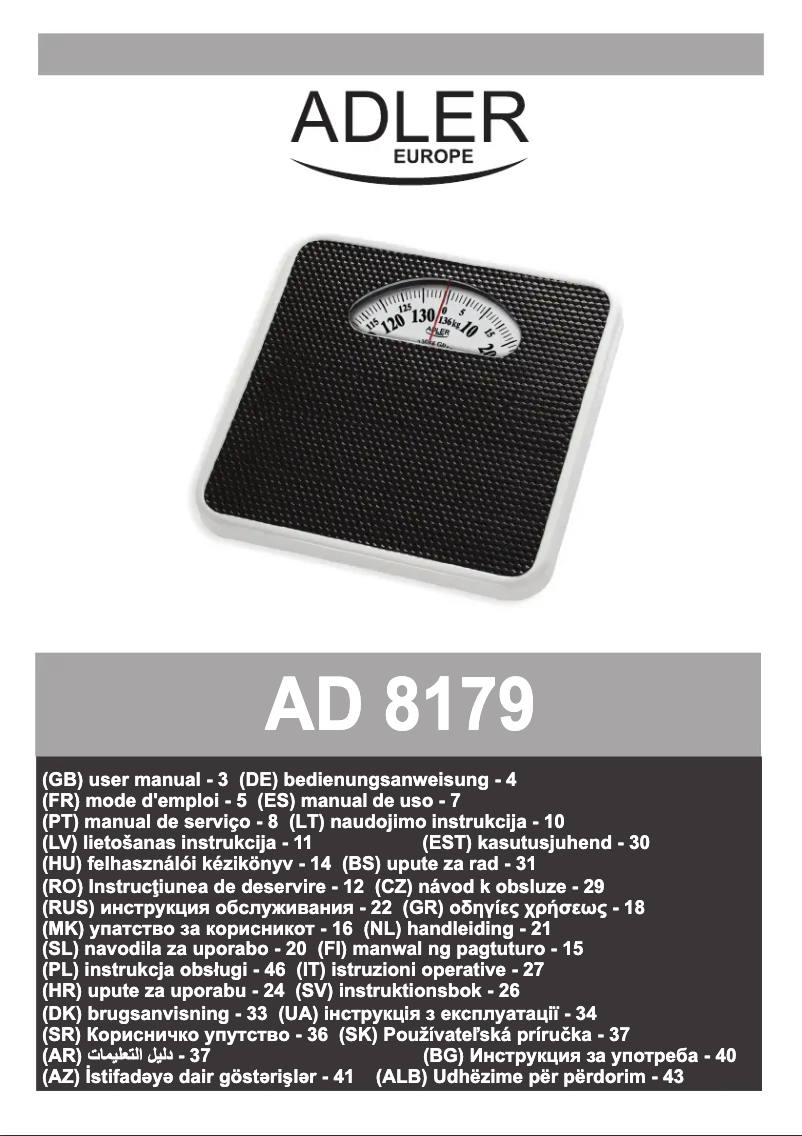 Page 1 de la notice Manuel utilisateur Adler AD 8179