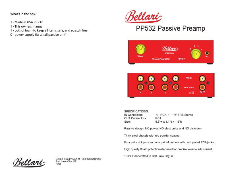 Page 1 de la notice Manuel utilisateur Bellari PP532