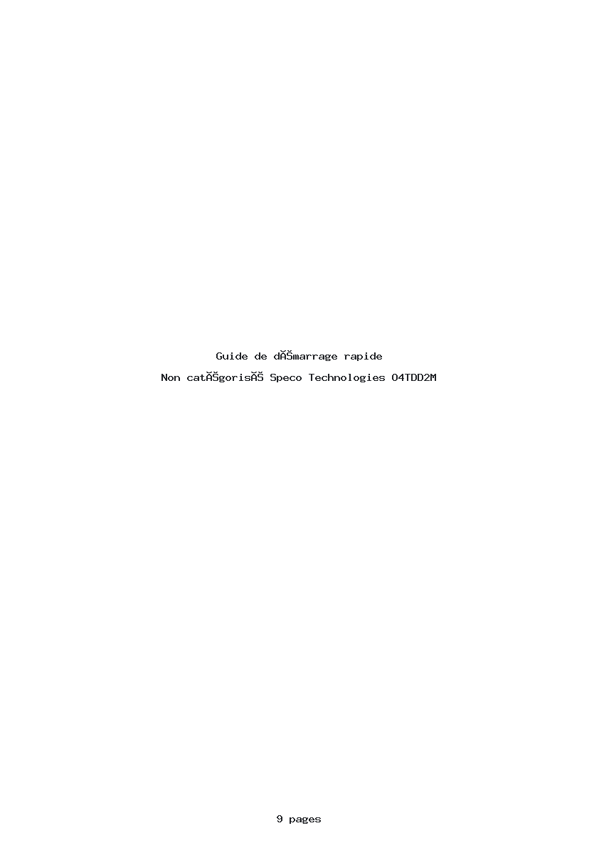 Page 1 de la notice Guide de démarrage rapide Speco Technologies O4TDD2M