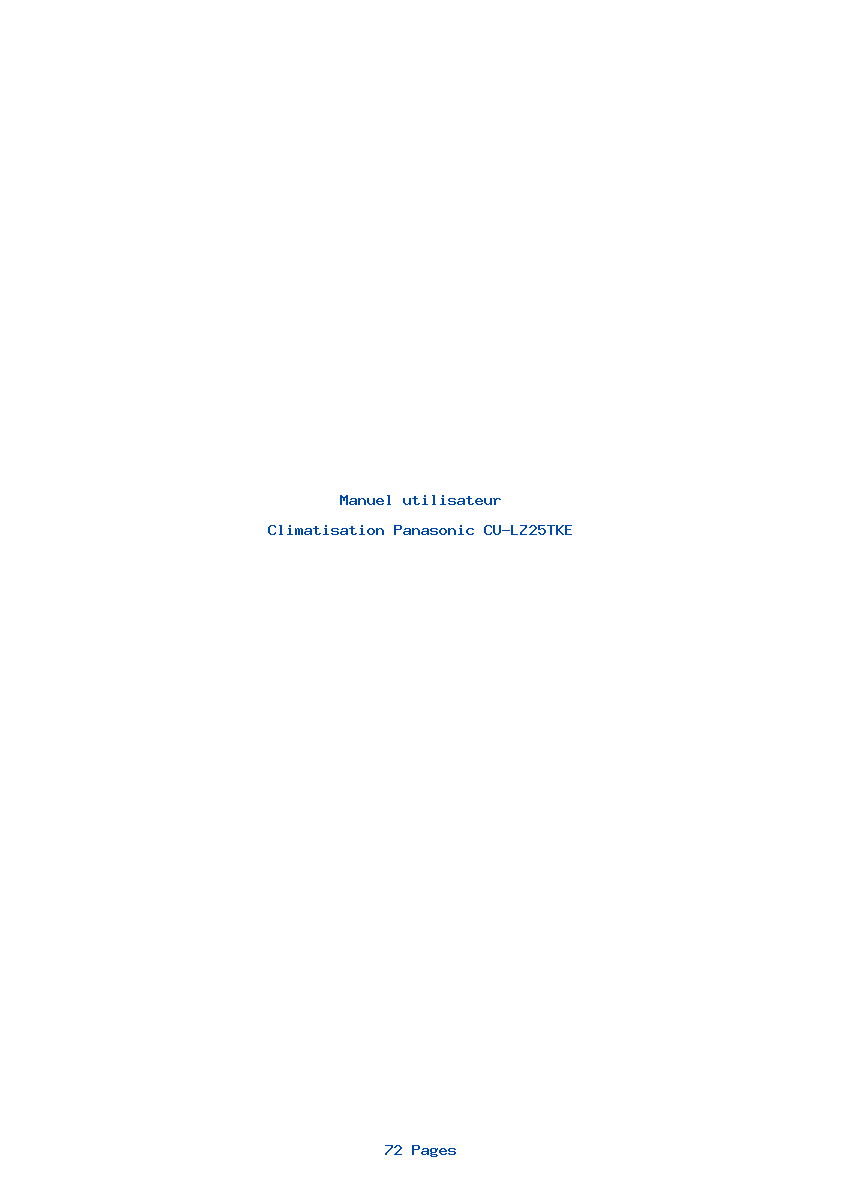 Page 1 de la notice Manuel utilisateur Panasonic CU-LZ25TKE