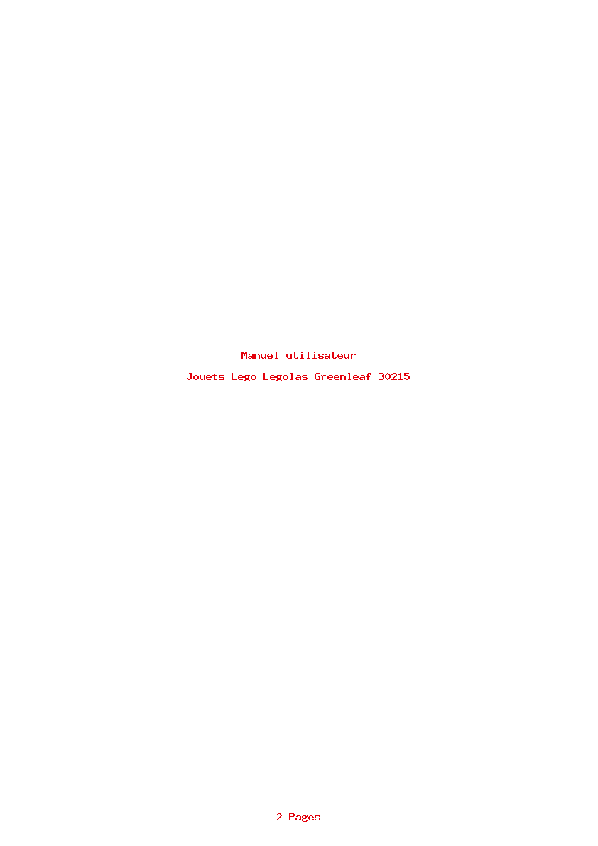Page 1 de la notice Manuel utilisateur Lego Legolas Greenleaf 30215