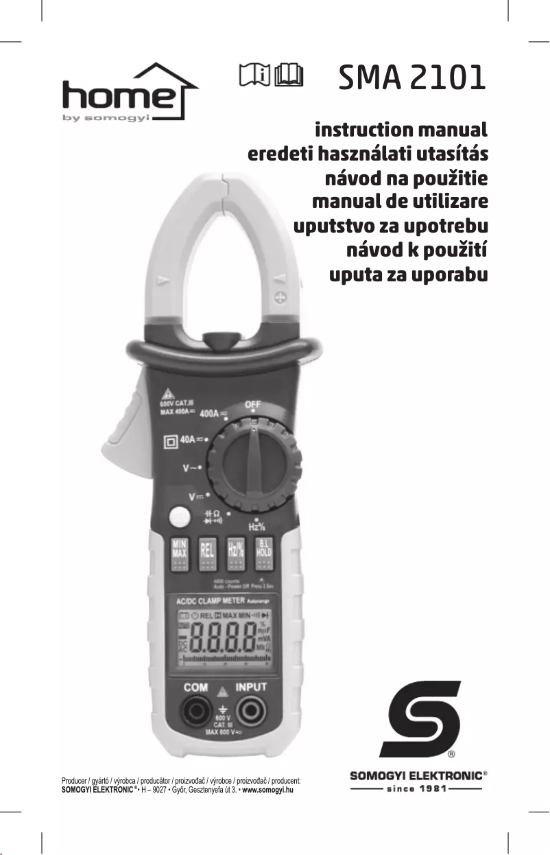 Page 1 of the manual User Manual Somogyi SMA 2101