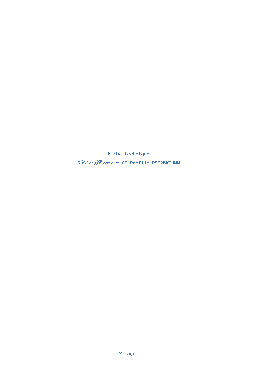 Image de la première page du manuel de l'appareil Profile PSE25KGHWW