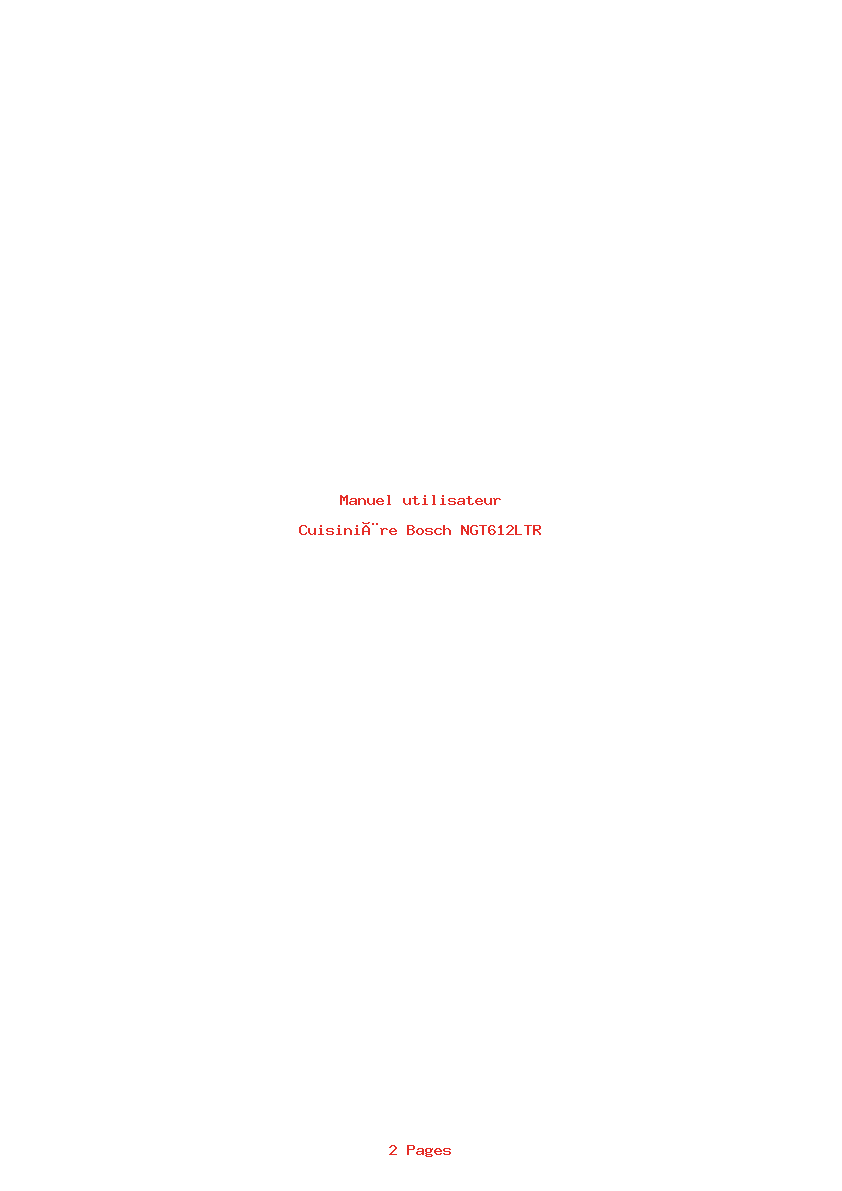 Page 1 de la notice Manuel utilisateur Bosch NGT612LTR