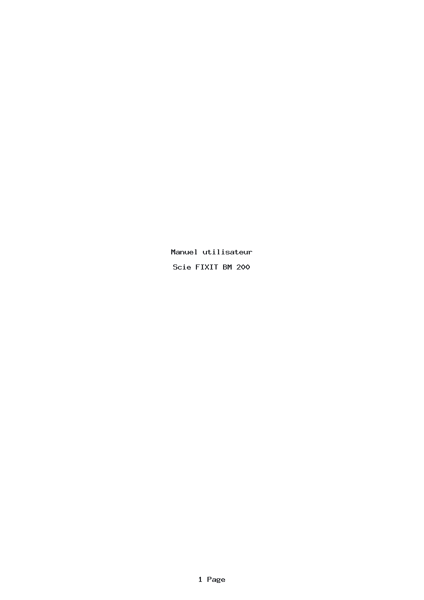 Page 1 de la notice Manuel utilisateur FIXIT BM 200