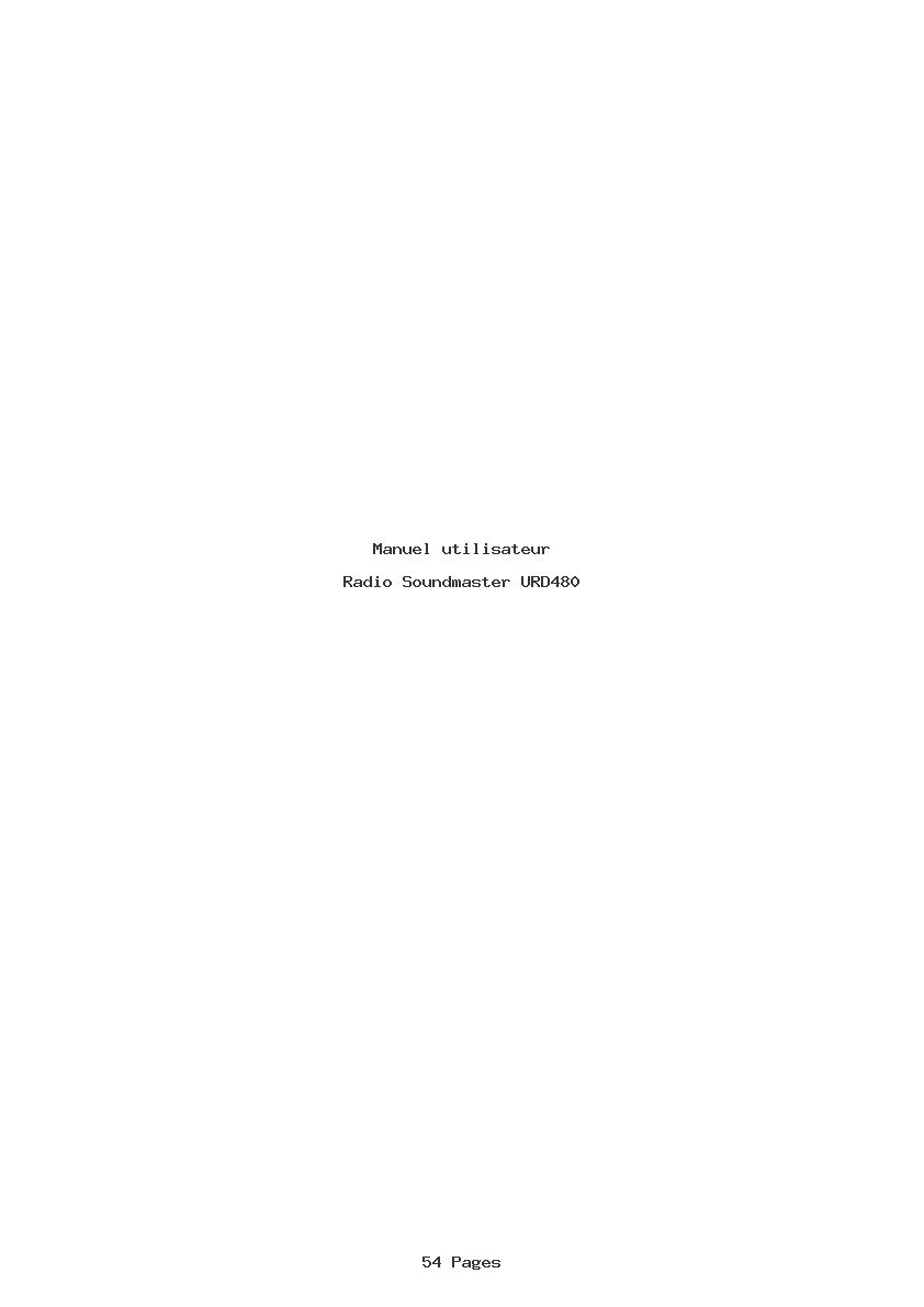 Page 1 de la notice Manuel utilisateur Soundmaster URD480