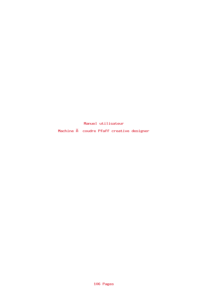 Page 1 de la notice Manuel utilisateur Pfaff creative designer