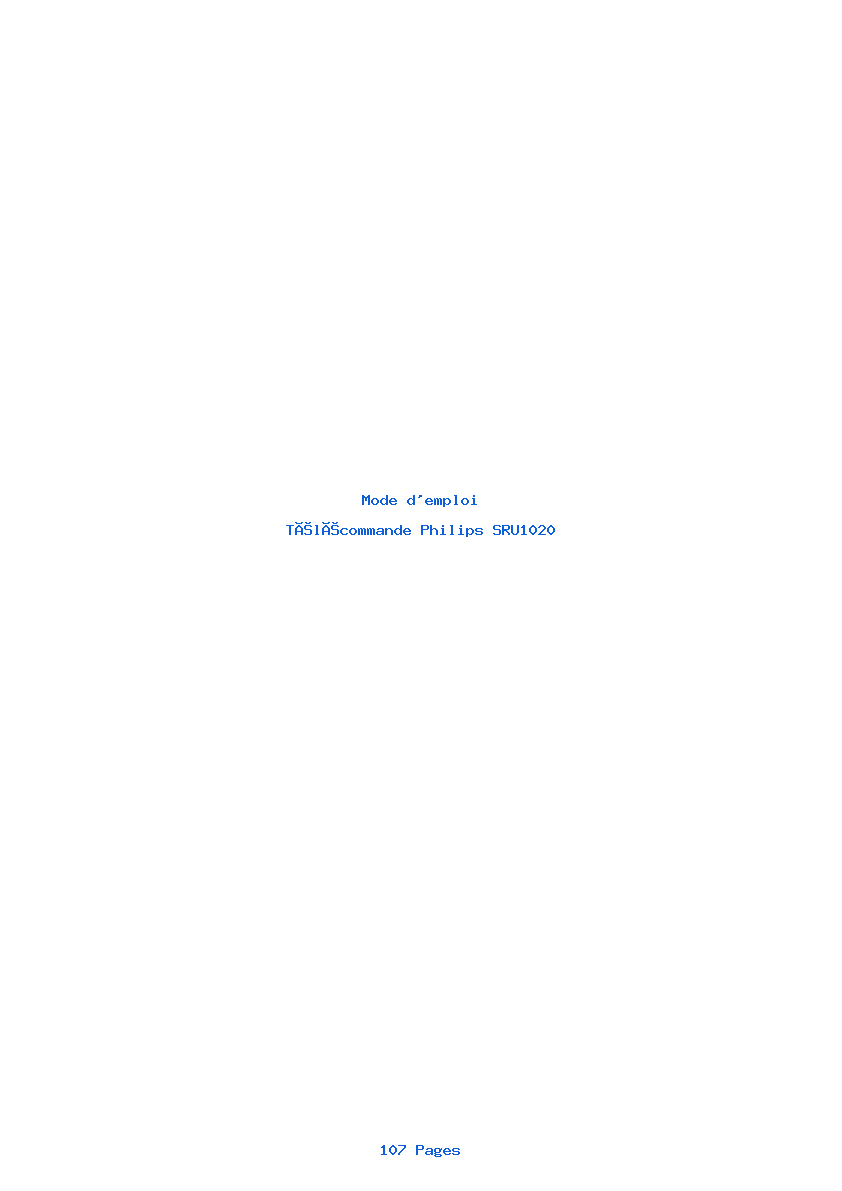 Page 1 de la notice Mode d'emploi Philips SRU1020