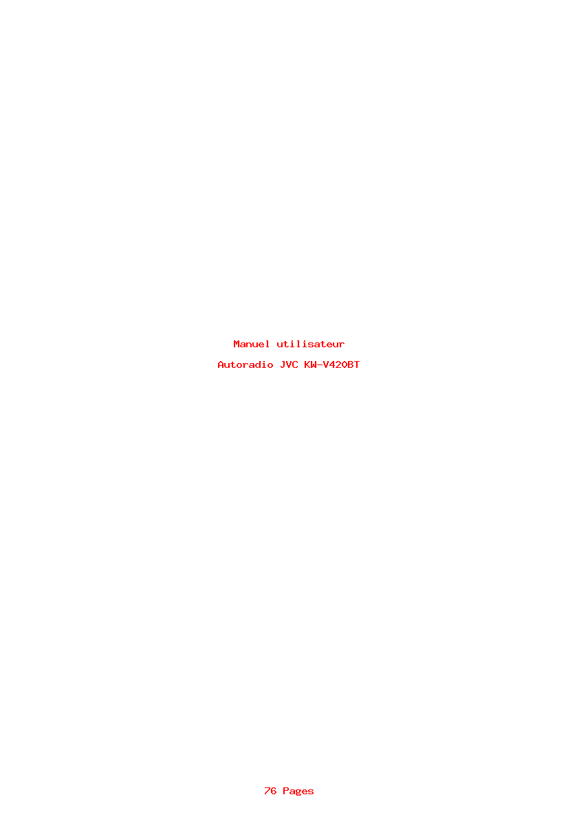 Page 1 de la notice Manuel utilisateur JVC KW-V420BT