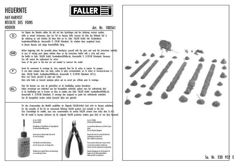 Page 1 de la notice Manuel utilisateur Faller 180561
