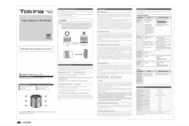 Page 1 de la notice Manuel utilisateur Tokina Reflex 300mm F6.3 MF Macro