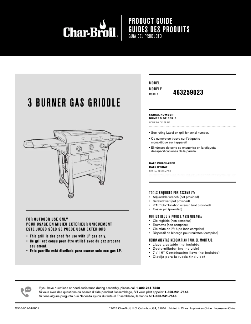 Page 1 of the manual User Manual Char-Broil 463286023