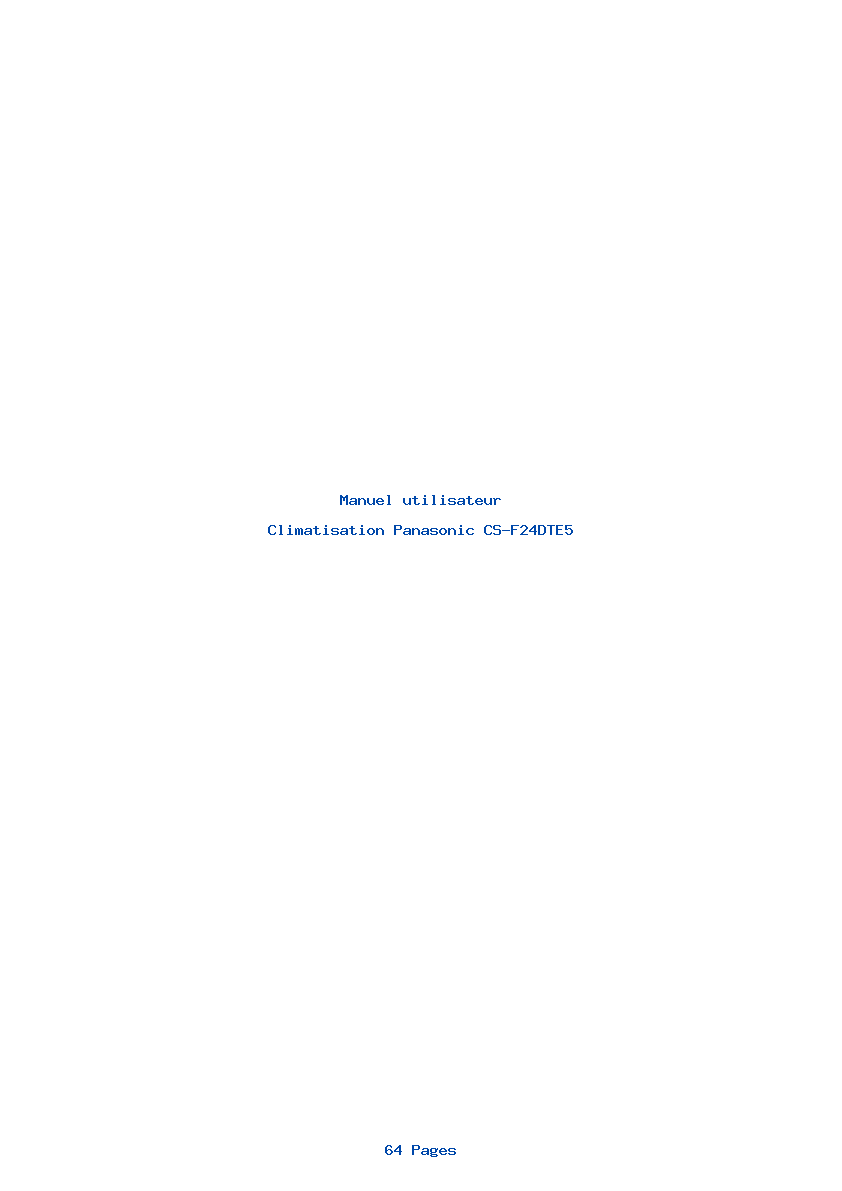 Page 1 de la notice Manuel utilisateur Panasonic CS-F24DTE5