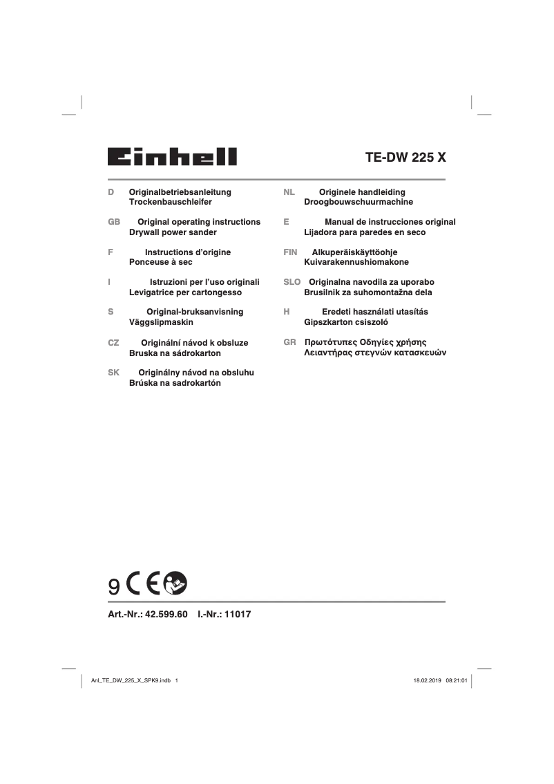 Page 1 de la notice Manuel utilisateur Einhell TE-DW 225 X