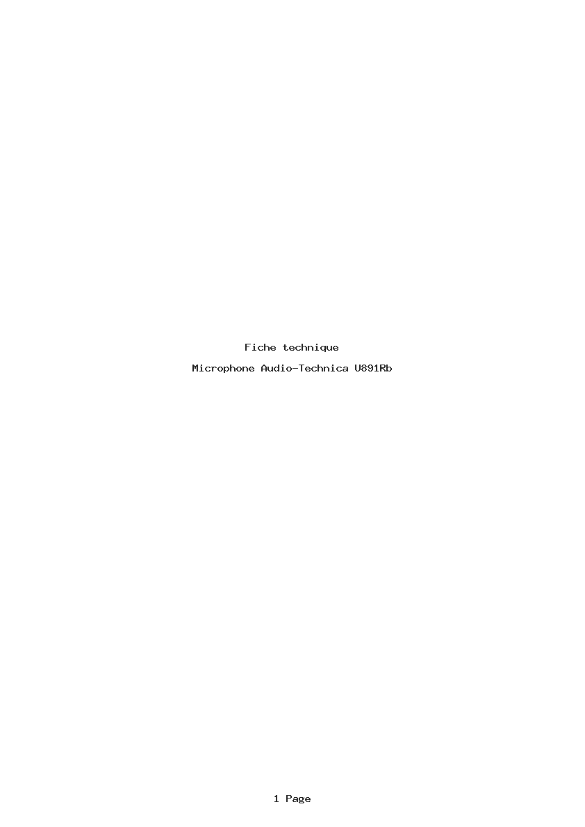 Page 1 de la notice Fiche technique Audio-Technica U891Rb