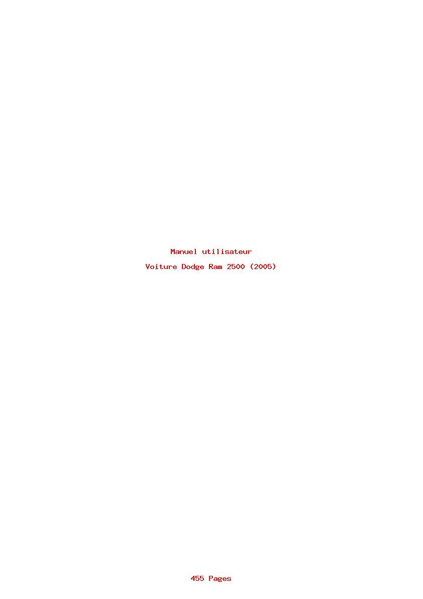 Page 1 de la notice Manuel utilisateur Dodge Ram 2500 (2005)