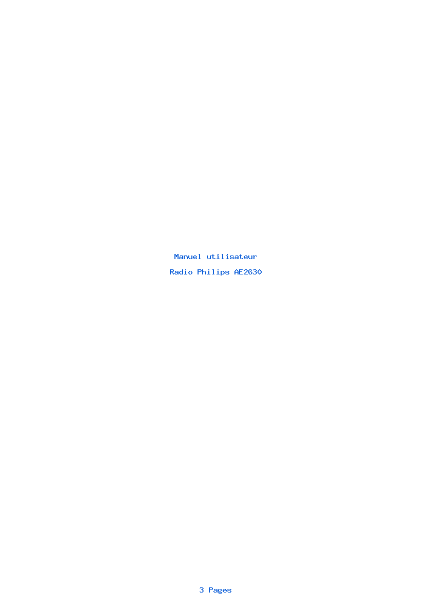 Page 1 de la notice Manuel utilisateur Philips AE2630